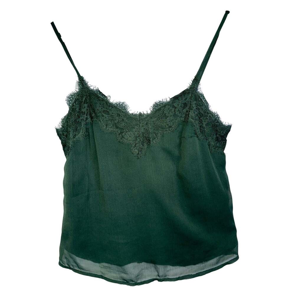 Abercrombie & Fitch Green Floral Lace Trim VNeck Camisole Tank Top Women Size XS
